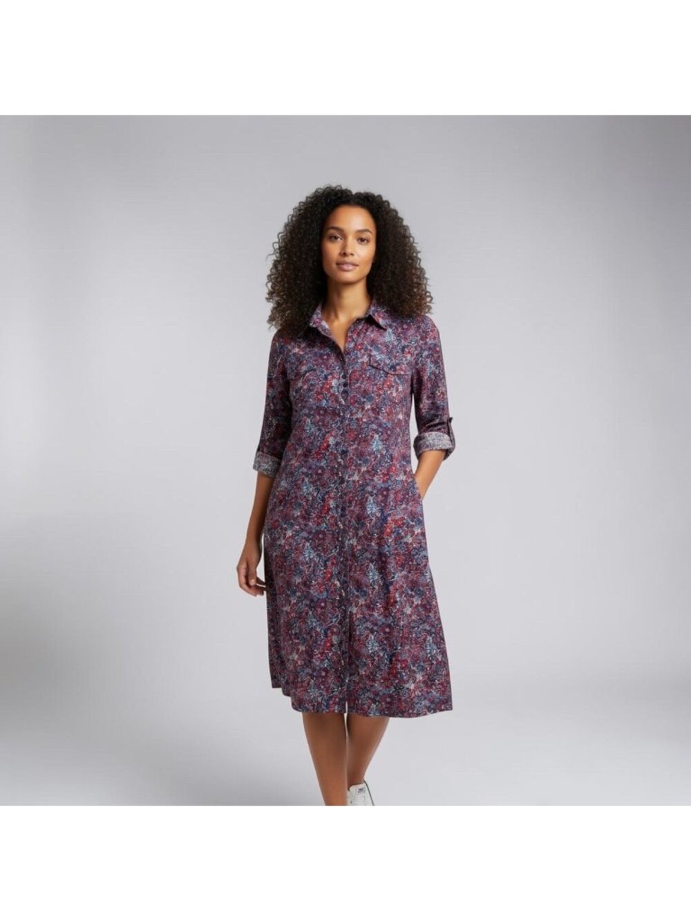 Lord & Taylor Liberty Fabrics Women's Shirt Dress 14 Cottagecore Floral Purple - Picture 2 of 13